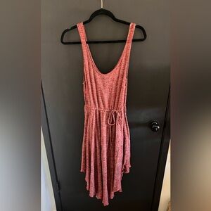 Free People Beach Maroon Space Dye Tank Dress Hi Low Hem Size Large